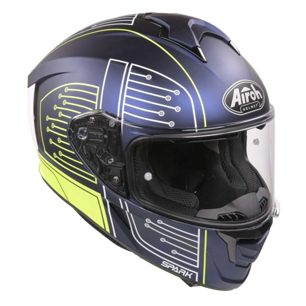 Airoh Spark Flow Helmet - Fluro Yellow / Blue Circuit MATT (Small) - Image 13