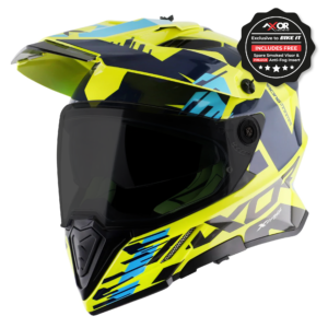 Axor Helmet X-Cross Adventure – X1 Gloss Neon Yellow/Blue Graphic – Large