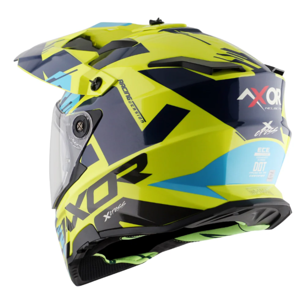 Axor Helmet X-Cross Adventure - X1 Gloss Neon Yellow/Blue Graphic - Large - Image 9