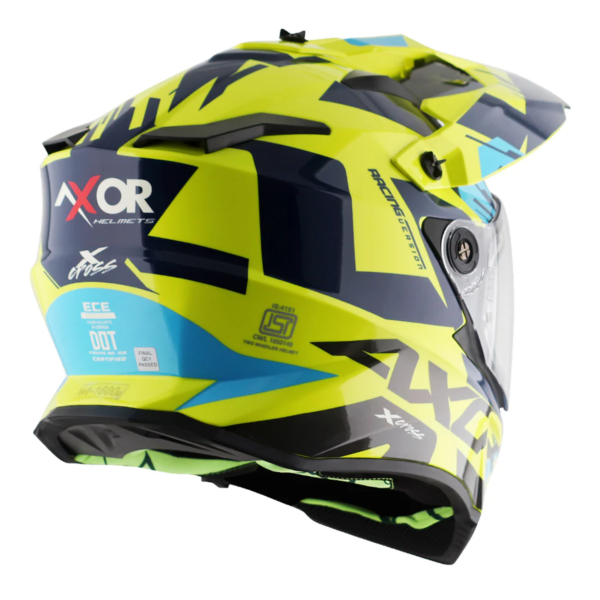 Axor Helmet X-Cross Adventure - X1 Gloss Neon Yellow/Blue Graphic - Large - Image 11