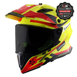 Axor Helmet X-Cross Adventure – Flash Gloss Neon Yellow/Red Graphic – Large