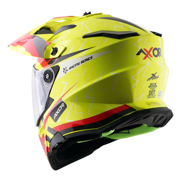 Axor Helmet X-Cross Adventure - Flash Gloss Neon Yellow/Red Graphic - Large - Image 4