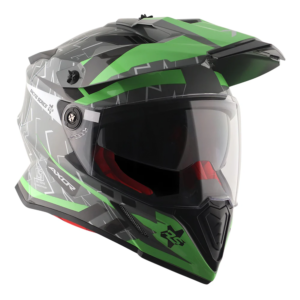 Axor Helmet X-Cross Adventure – Flash Gloss Cool Grey/Green Graphic – Large