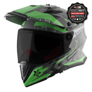 Axor Helmet X-Cross Adventure – Flash Gloss Cool Grey/Green Graphic – Large