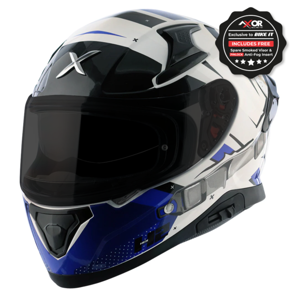 Axor Apex Full Face Helmet - Hex-2 White Blue Gloss - Large - Image 7