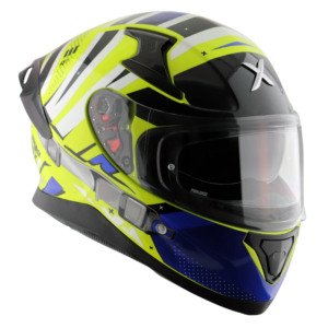 Axor Apex Full Face Helmet – Hex-2 Neon Yellow Blue Gloss- Large