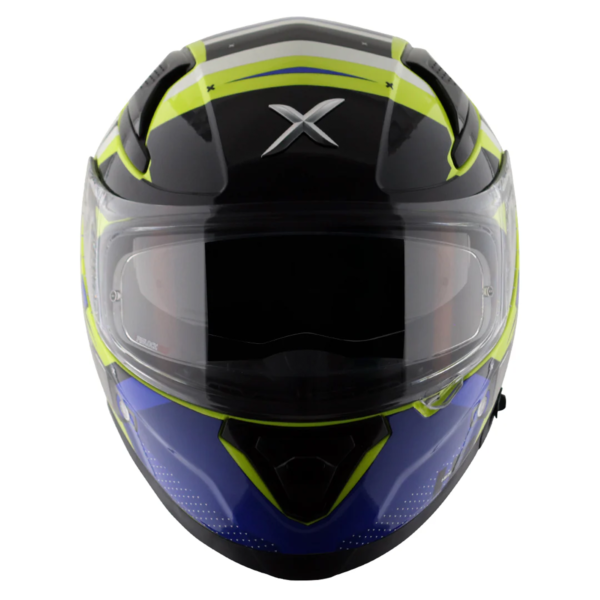 Axor Apex Full Face Helmet - Hex-2 Neon Yellow Blue Gloss- Large - Image 10