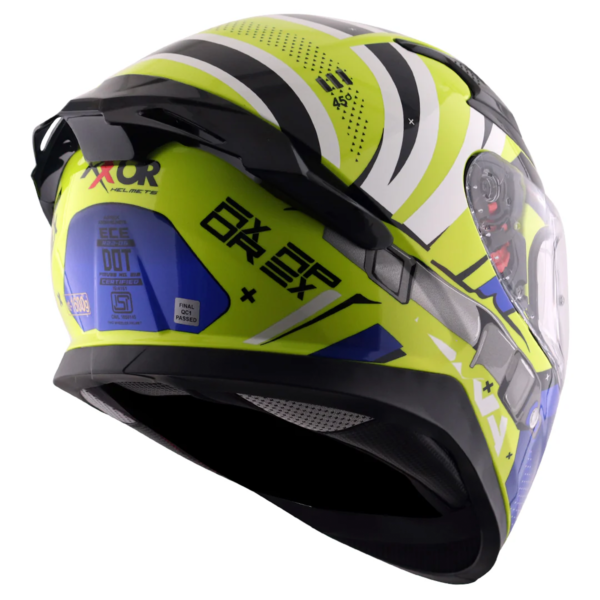 Axor Apex Full Face Helmet - Hex-2 Neon Yellow Blue Gloss- Large - Image 5