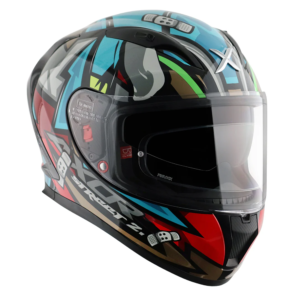 Axor Helmet Street Full Face – Bobby Gloss Black Blue – Large