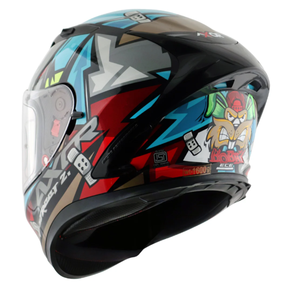 Axor Helmet Street Full Face - Bobby Gloss Black Blue - Large - Image 4