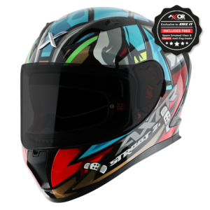 Axor Helmet Street Full Face – Bobby Gloss Black Blue – Large