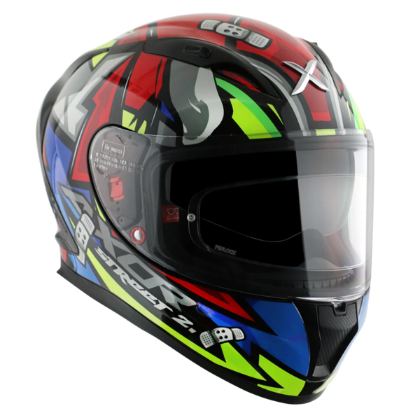 Axor Helmet Street Full Face - Bobby Gloss Black Red - Large - Image 8