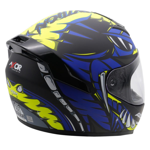 Axor Rage Full Face Helmet - Python Blue Yellow Black Matt - Large - Image 11