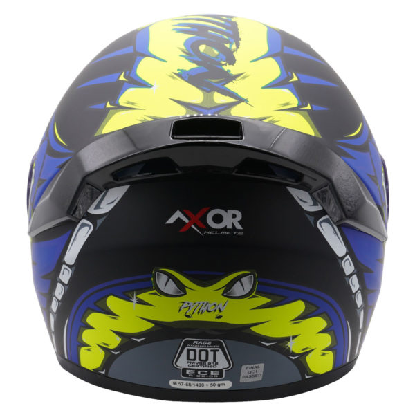 Axor Rage Full Face Helmet - Python Blue Yellow Black Matt - Large - Image 6