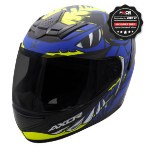 Axor Rage Full Face Helmet – Python Blue Yellow Black Matt – Large