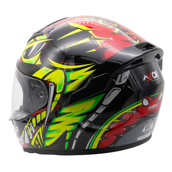 Axor Rage Full Face Helmet - Python Red Yellow Black Gloss - Large - Image 4