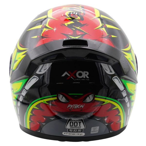 Axor Rage Full Face Helmet - Python Red Yellow Black Gloss - Large - Image 6