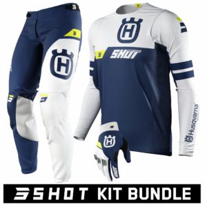 Shot Aerolite Husqvarna Kit Bundle (Jersey: Small, Pants: 30″ Waist, Gloves: Not included)