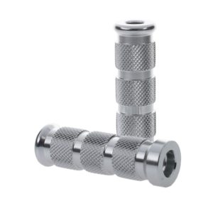 Aluminium Knurled Replacement Road/Track Footrest Pegs Round (Silver / Chrome) – PAIR