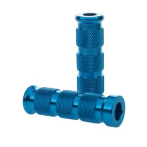 Aluminium Knurled Replacement Road/Track Footrest Pegs Round (Blue) – PAIR