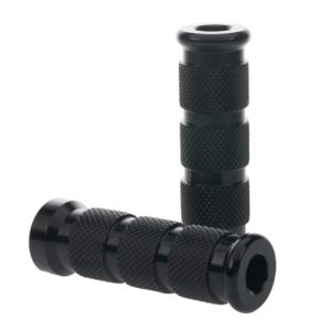 Aluminium Knurled Replacement Road/Track Footrest Pegs Round (Black) – PAIR