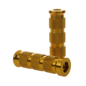Aluminium Knurled Replacement Road/Track Footrest Pegs Round (Gold) – PAIR