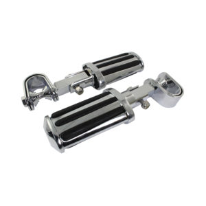 Bike It Universal Footpegs Rail Chrome With Inlays Clamp Fit