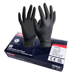 Bike It Disposable Black Nitrile Powder Free Mechanics Gloves (Powder free) – Medium – 100PCS