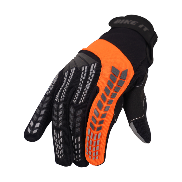 Bike It 'Vapor-S' Summer Motorcycle Glove (Black/Orange) - Large - Image 3