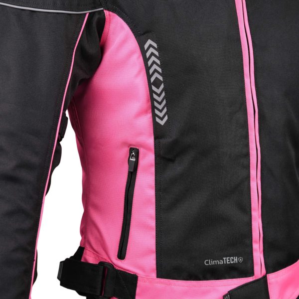 Bike It 'Insignia' Ladies Motorcycle Jacket (Pink) - Size 12 LARGE - Image 6