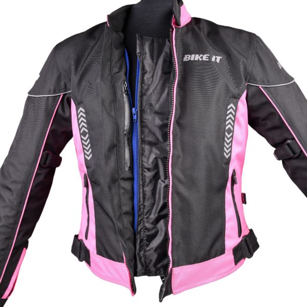 Bike It 'Insignia' Ladies Motorcycle Jacket (Pink) - Size 12 LARGE - Image 9