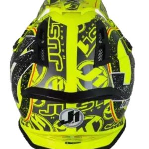 Just 1 J12 Carbon MX Helmet Stamp Yellow Fluo XS