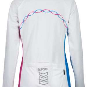 Eigo Ribbon Womens Long Sleeve Cycling Jersey White / Cyan / Magenta – S