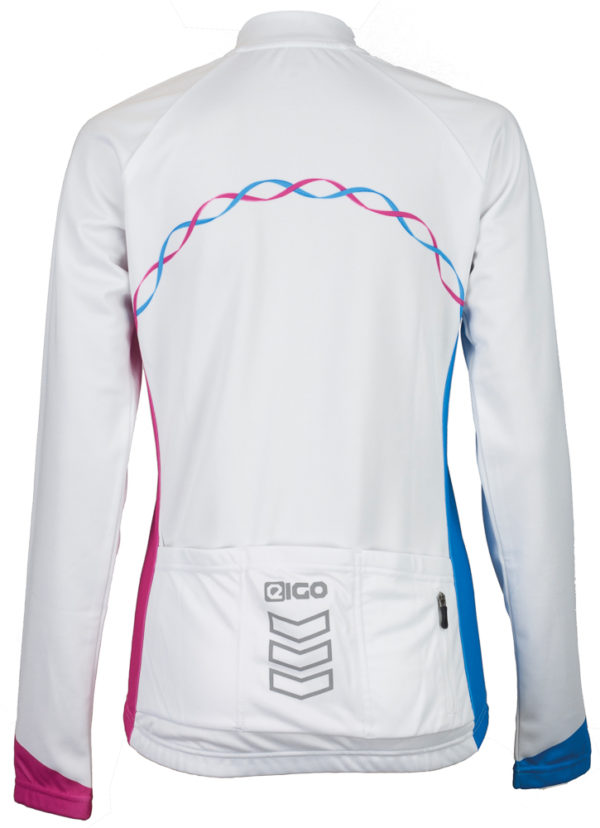 Eigo Ribbon Womens Long Sleeve Cycling Jersey White / Cyan / Magenta - S - Image 2
