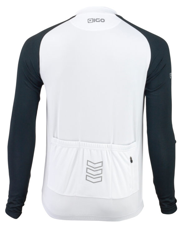 Eigo Tempest Mens Long Sleeve Short Zip Cycling Jersey Black / White - S - Image 2