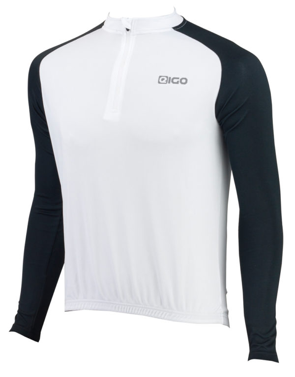 Eigo Tempest Mens Long Sleeve Short Zip Cycling Jersey Black / White - S