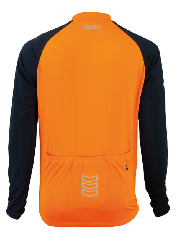 Eigo Tempest Mens Long Sleeve Short Zip Cycling Jersey Vivid Orange / Black - S - Image 2