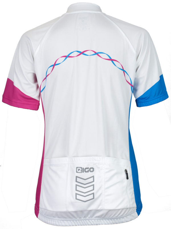 Eigo Ribbon Womens Short Sleeve Cycling Jersey White / Cyan / Magenta - S - Image 2