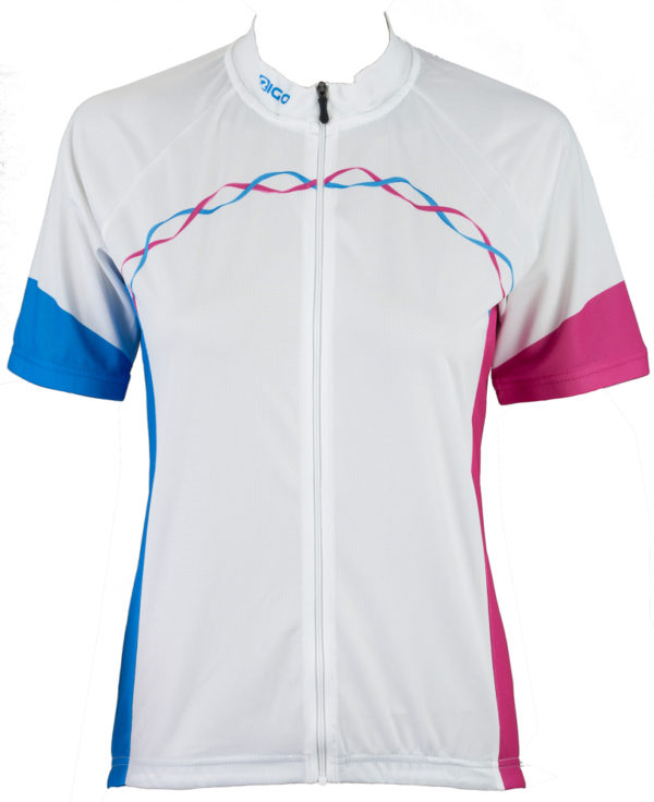 Eigo Ribbon Womens Short Sleeve Cycling Jersey White / Cyan / Magenta - S