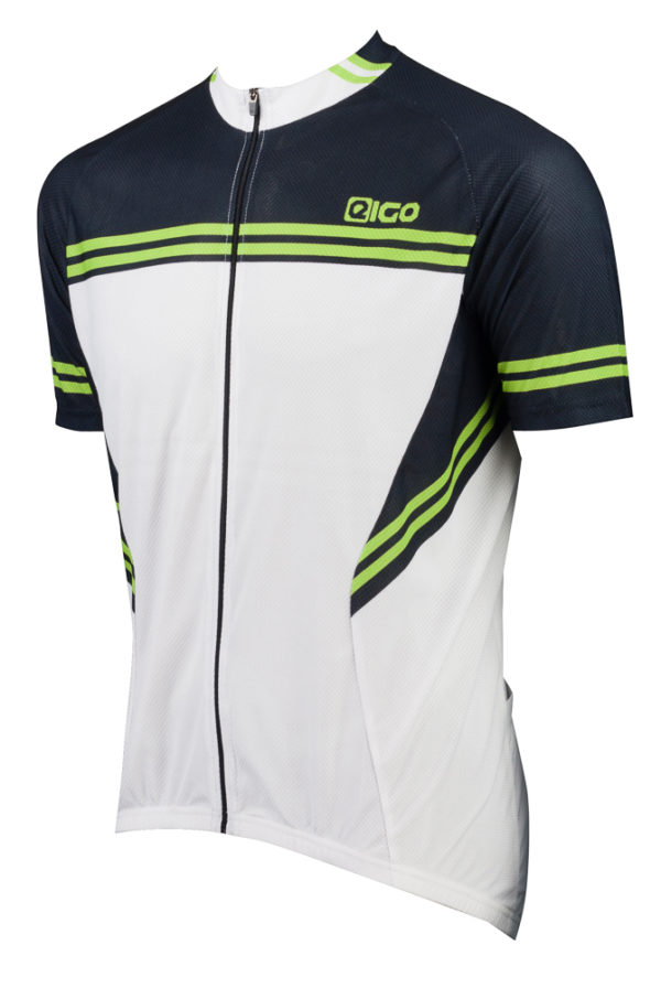 Eigo Diamond Mens Short Sleeve Cycling Jersey White / Black / Green - S