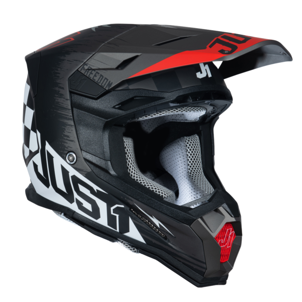 Just1 J22 Motocross Helmet Flagman Red Titanium Black L - Image 2