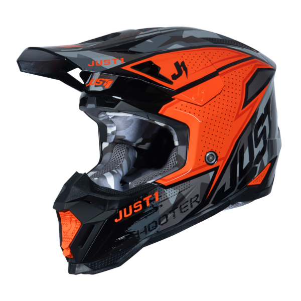 Just1 J40 Motocross Helmet Shooter Camo Orange Black L - Image 7