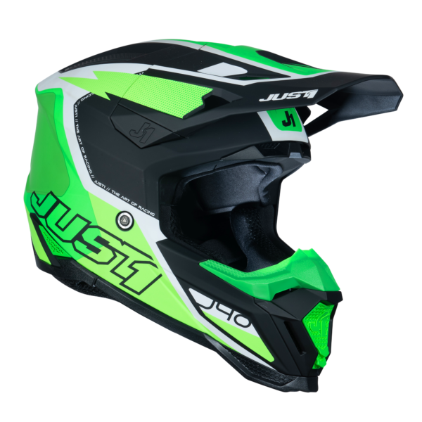 Just1 J40 Motocross Helmet Flash Fluo Green White Black L - Image 2