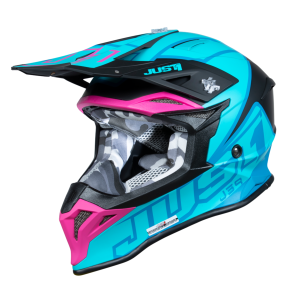 Just1 J39 Motocross Helmet Thruster Petrol Blue Fuxia Black L - Image 6