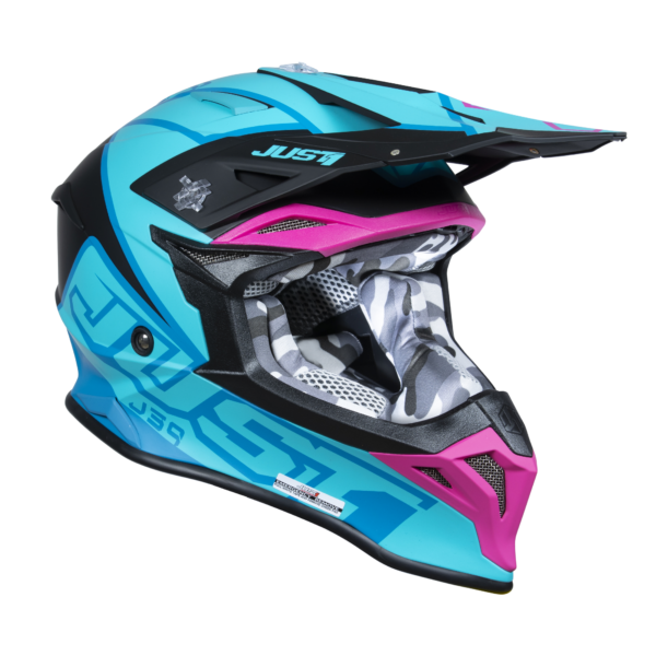 Just1 J39 Motocross Helmet Thruster Petrol Blue Fuxia Black L - Image 7