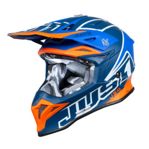 Just1 J39 Motocross Helmet Thruster White Fluo Orange Blue L