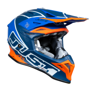 Just1 J39 Motocross Helmet Thruster White Fluo Orange Blue L