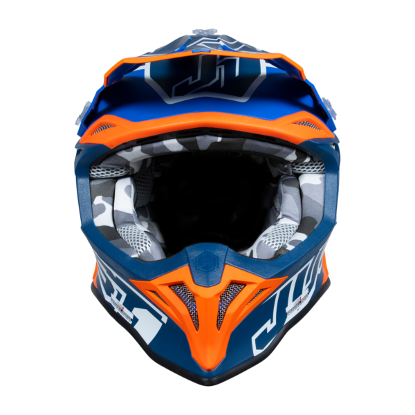 Just1 J39 Motocross Helmet Thruster White Fluo Orange Blue L - Image 9