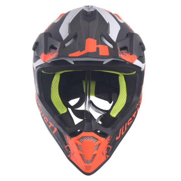 Just1 J38 MX Helmet Mask Fluo Orange/Titanium/Black Matt - Small