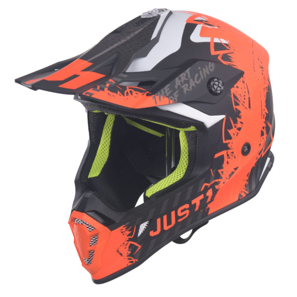Just1 J38 MX Helmet Mask Fluo Orange/Titanium/Black Matt - Small - Image 13